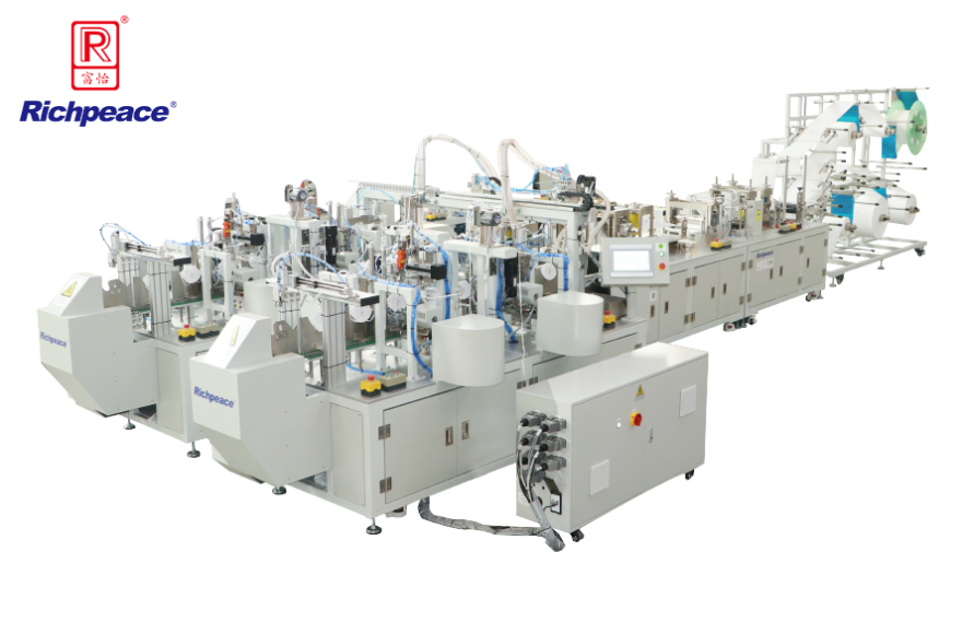 富怡折疊口罩一拖二全自動(dòng)生產(chǎn)線(xiàn)（焊頭帶）